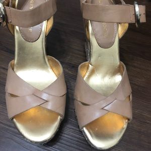 Gold and tan wedges
